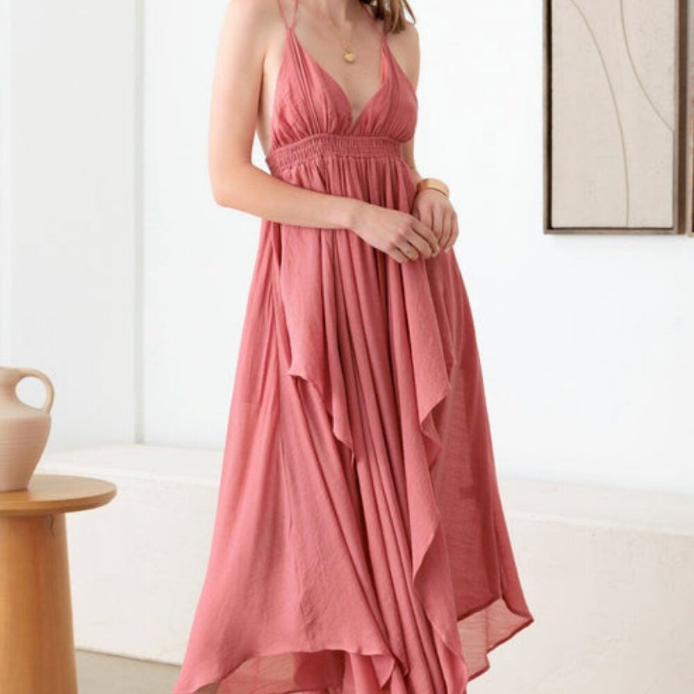 SOLD OUT! Mauve Tassel Fringe Maxi Flare Dress